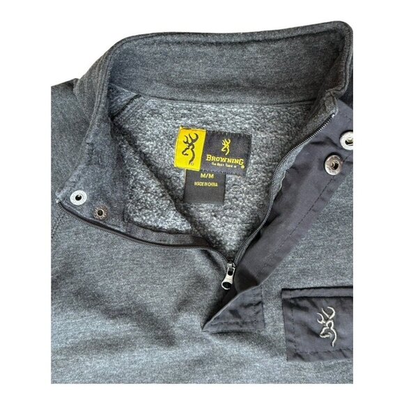 Browning Mens Boulder 1/4 Zip Pullover Sweatshirt~Size Medium~Heather Black - Picture 7 of 9